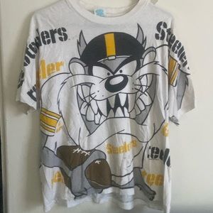 Tasmanian devil steelers front back tee